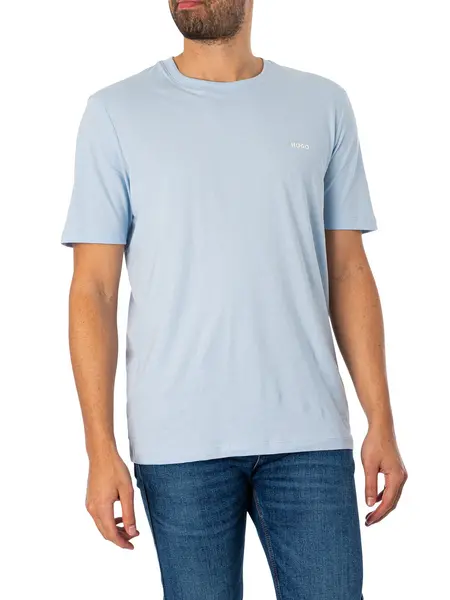 Image of HUGO Dero222 Chest Logo T-Shirt Light Pastel Blue L