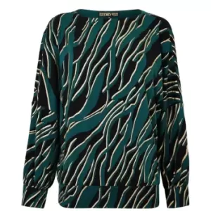Image of Biba BIBA Bird Print Long Sleeve Top - Blue