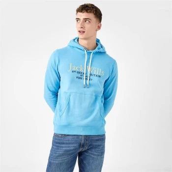 Image of Jack Wills Batsford Graphic Logo Hoodie - Blue
