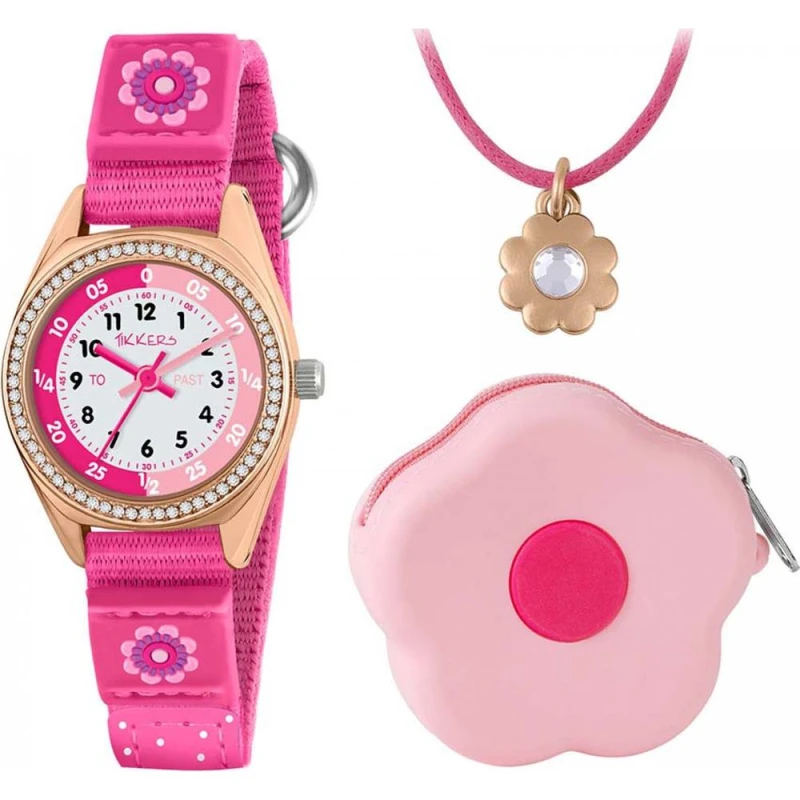 Image of Tikkers Tikkers Flower Necklace, Purse And Pink Watch Gift Set
