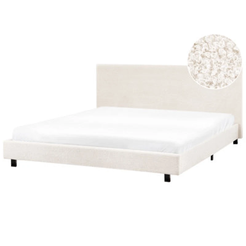 Image of Beliani Bed Boucle Albi 180 X 200 Cm (Eu Super King) Off-White
