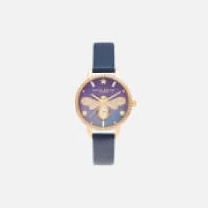 Image of Olivia Burton Womens Sparkle Bee Mop Midi Dial Watch - Navy & Gold