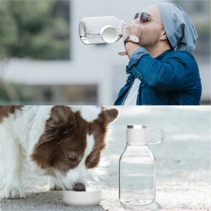 Image of asobu Tritan Water Bottle with Dog Bowl White 1.5 Litre White