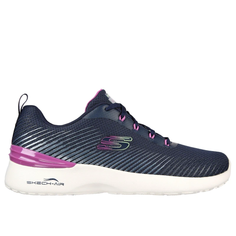 Image of Skechers Womens Print Hotmelt Mesh Lace-Up Low-Top Trainers Navy/Purple female 5 (38)