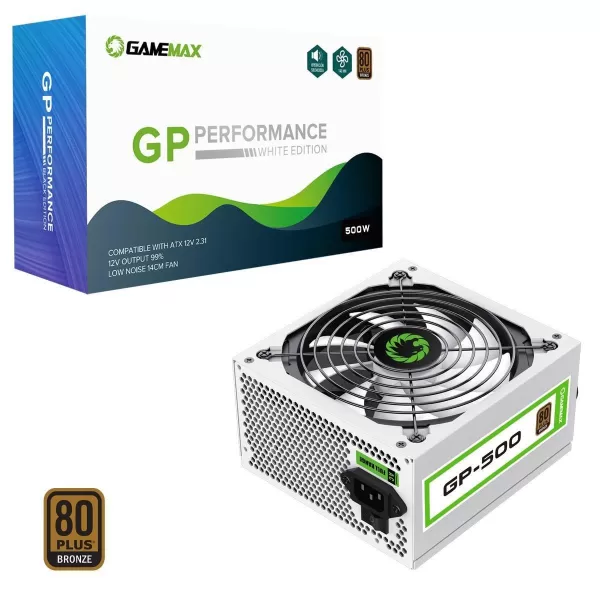 Image of GameMax GP500 White PSU 500W Power Supply 80 Plus Bronze