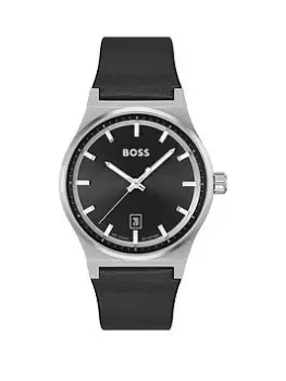 Image of BOSS Gents BOSS CANDOR Black Leather Strap Watch, Black, Men