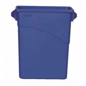 Image of Rubbermaid Slim Jim Container 60 Litre Blue With Recycling Symbol 1971