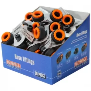 Image of Faithfull YM5812E Plastic Tap Hose Connector 1/2 & 3/4in (Box 30)