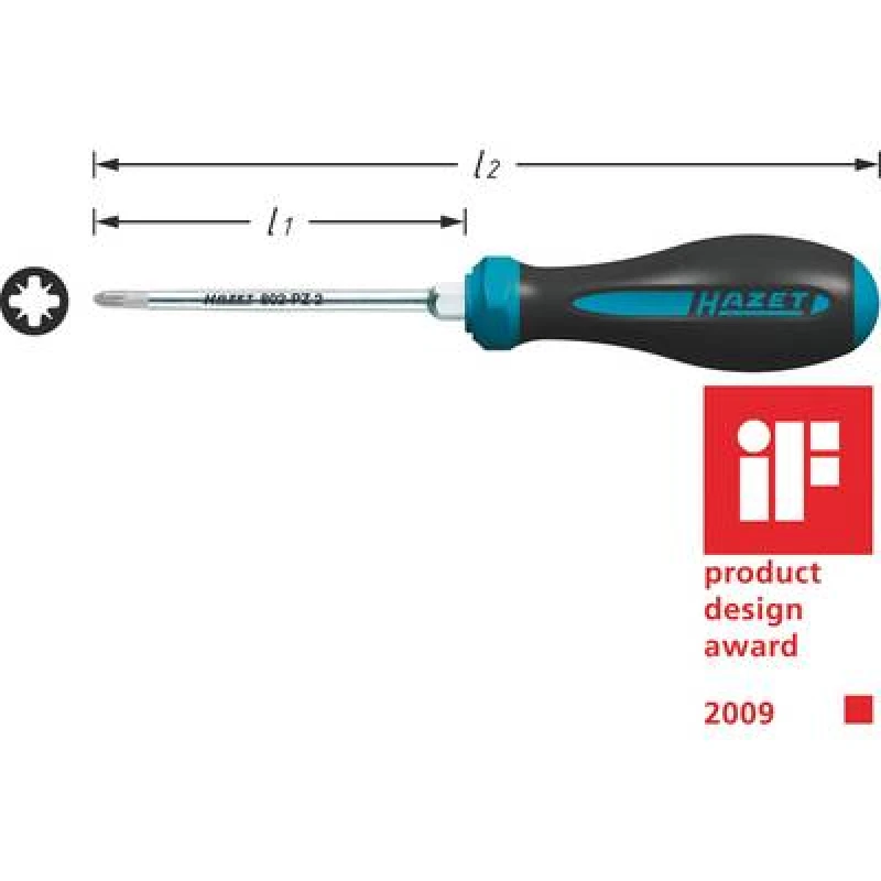 Image of Hazet Hazet HAZET 802-PZ2 Workshop Phillips screwdriver PZ 2 Blade length: 100 mm DIN ISO 8764-1, DIN ISO 8764-2 802-PZ2