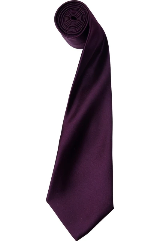 Image of Premier Premier Men Plain Satin Tie (Narrow Blade) Pack of 2 in Aubergine Aubergine One Size Male 5059269152970