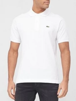 Image of Lacoste Plain Polo With Croc - White