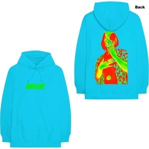 Image of Billie Eilish - Thermal Photo Unisex Small Hoodie - Blue