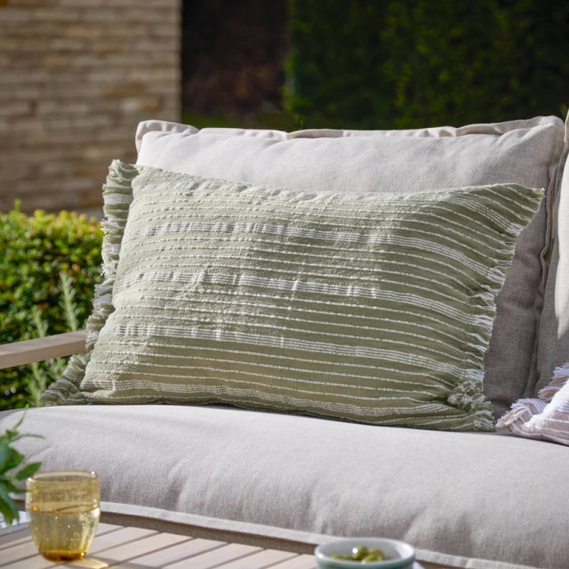 Image of Yard Tide Textured Stripe Outdoor Cushion in Light Green Size: 40cm x 60cm Light Green Unisex 40cm x 60 cm