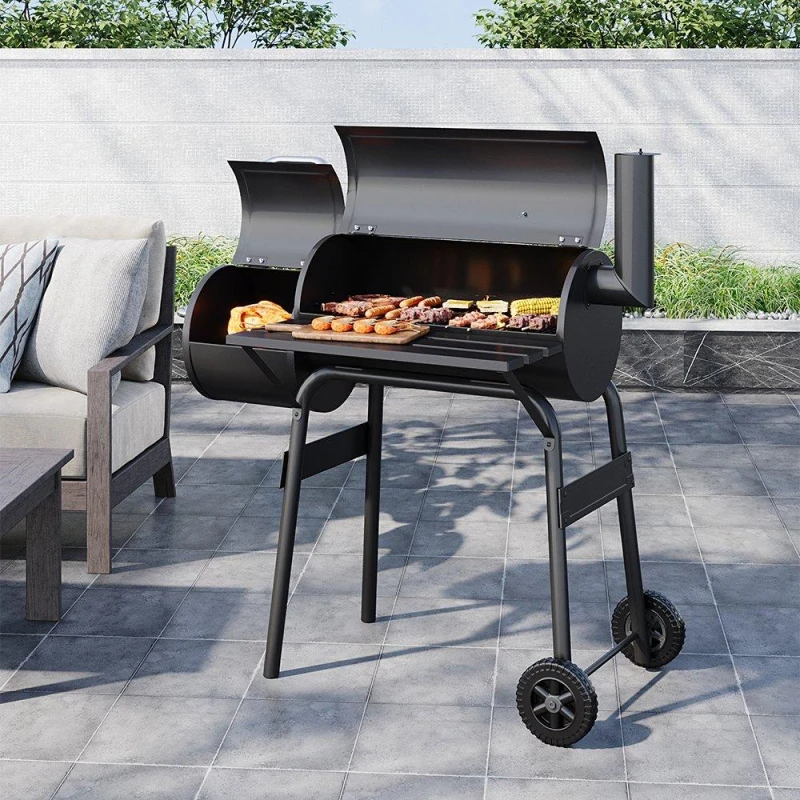 Image of Breeins Outdoor Charcoal BBQ Grill with Trolley Black unisex Large