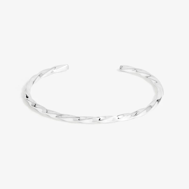 Image of Simply Silver Sterling Silver 925 Polished Textured Molten Cuff Silver