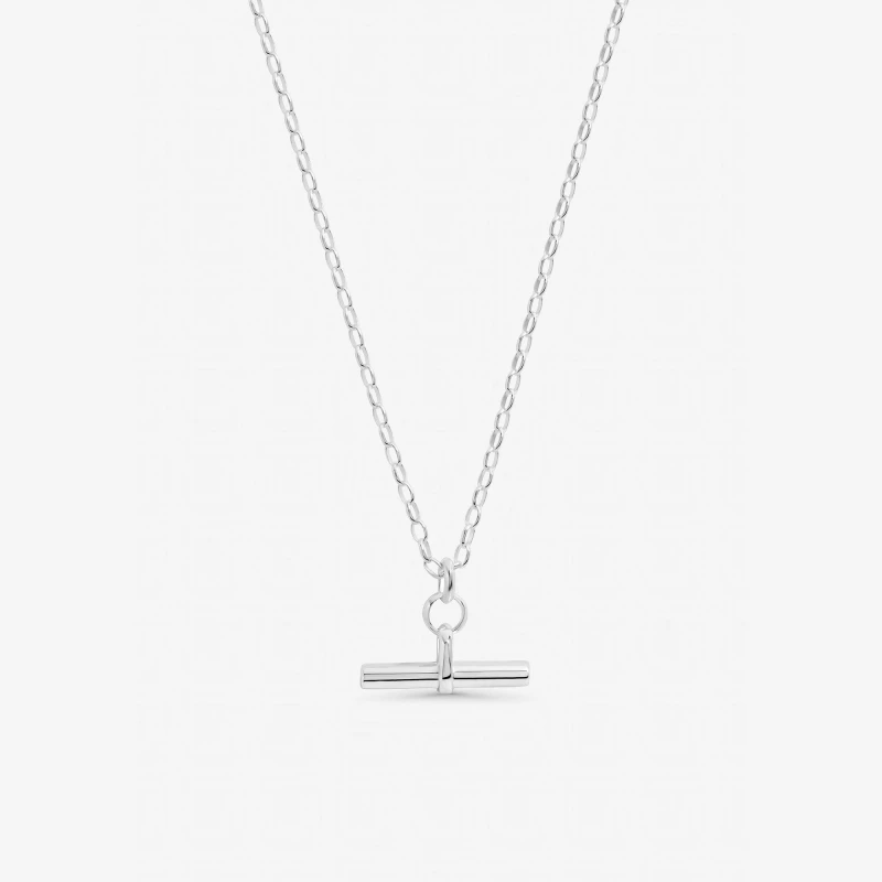 Image of Inicio Sterling Silver Plated T-Bar Pendant - Gift Pouch Pendant Necklaces One Size Silver 73782311000