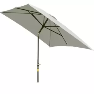 Image of 3x2m Patio Umbrella Canopy Parasol Garden with Aluminum Tilt Crank Rectangular Sun Shade Steel Cream White - Outsunny