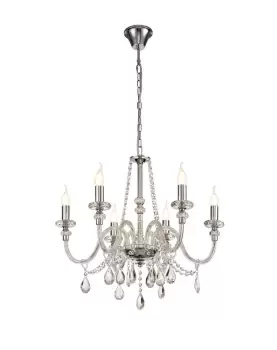Image of Chandelier Ceiling Pendant, 6 Light E14, Polished Chrome, Clear Glass, Crystal, (ITEM REQUIRES CONSTRUCTION, CONNECTION)