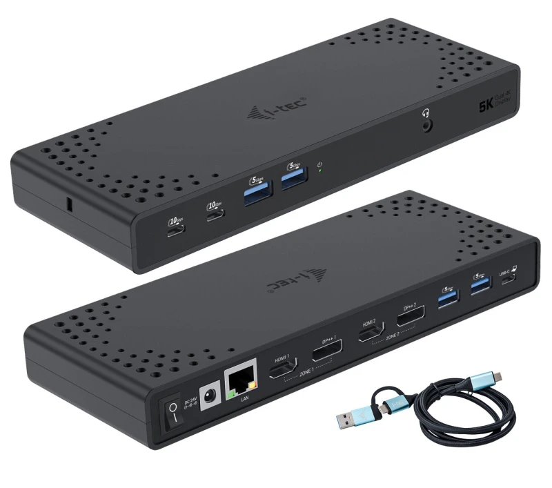 Image of i-tec i-tec USB 3.0 / USB-C / Thunderbolt 3 Dual Display Docking Station Gen2 + Power Delivery 100W CADUA4KDOCKPDL2UK