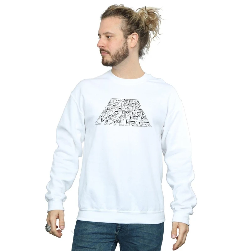 Image of Disney Men Star Wars The Rise Of Skywalker Trooper Filled Logo Sweatshirt in White Size: Small White S Male 5059400166156