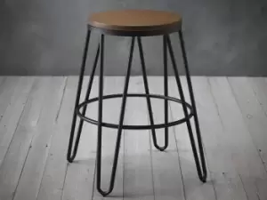 Image of LPD Ikon Wood and Black Metal Bar Stool