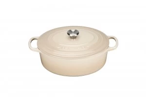 Image of Le Creuset Signature Cast Iron Oval Casserole 27cm Almond