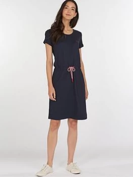 Image of Barbour Barbour Baymouth Tie Waist Jersey Dress - Navy, Size 18, Women