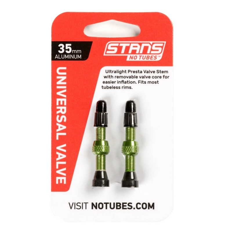 Image of Stans NoTubes VALVE STEM PAIR UNI AL PRESTA Green unisex 35mm
