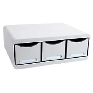 Image of Exacompta Drawer Unit with 3 Drawers Toolbox Maxi Plastic Light Grey 35.5 x 27 x 13.5 cm