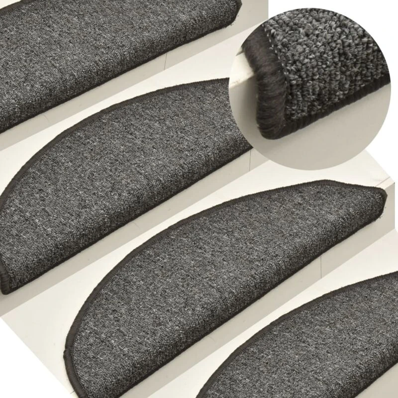 Image of VIDAXL Stair Mats 15 pcs 56x17x3cm Dark Grey Half Round vidaXL 8720286045923