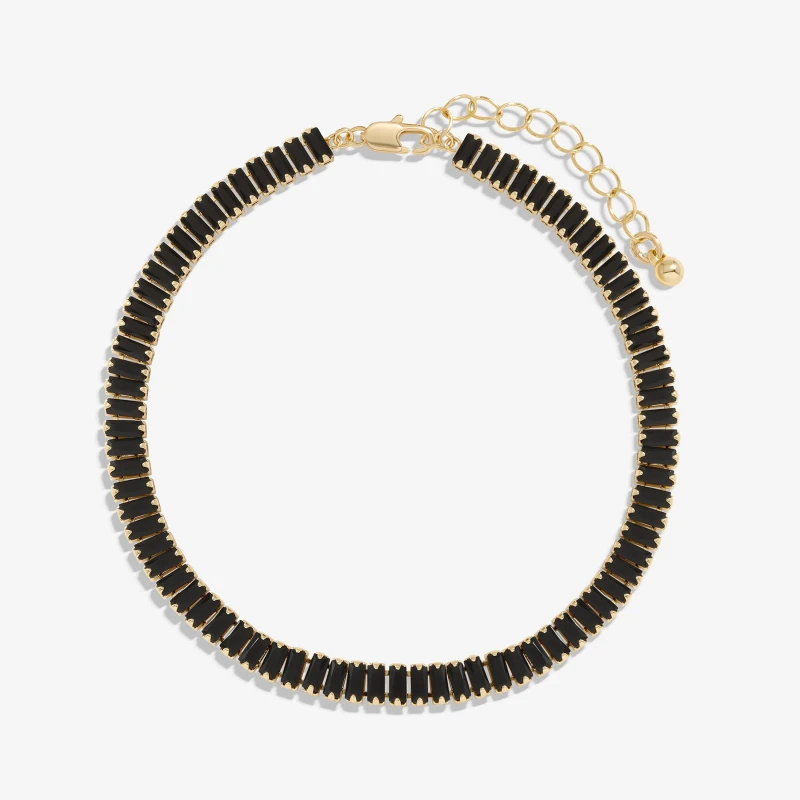 Image of Inicio Gold Plated Jet Baguette Stone Tennis Bracelet Jewellery Sets One Size Gold 40630910000