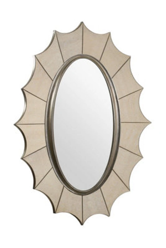 Image of Orsina Scallop Gold Frame Wall Mirror, Stylish Full Size Oval Mirror, Ideal For Entryway, Or Mirror Wall Accent