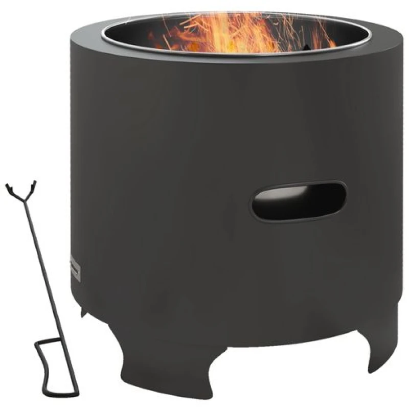 Image of Outsunny Outsunny Smokeless 45cm Portable Wood Burning Firepit - Black One Size Unisex