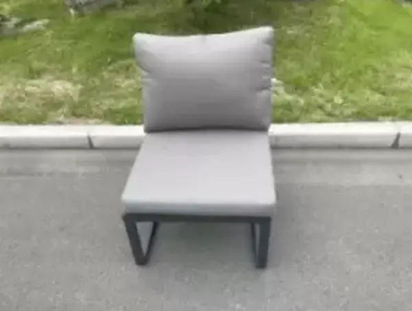 Image of Fimous Single Outdoor Dark Grey Aluminum Armless Sofa Chair with Seat and Back Cushion
