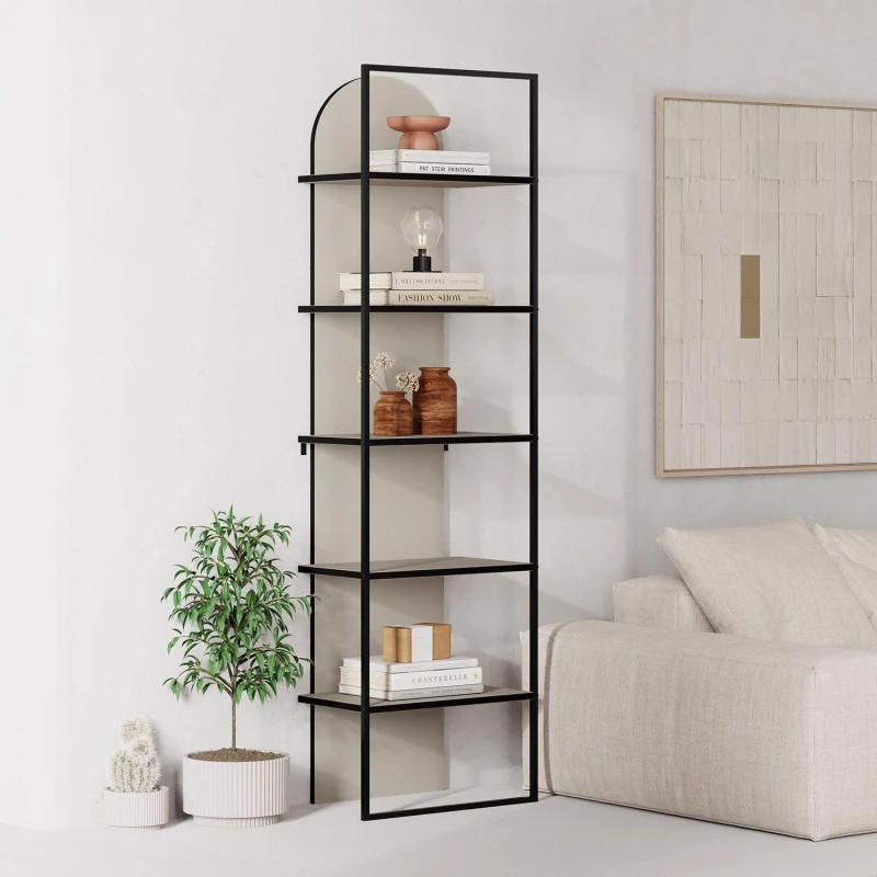 Image of FWStyle FWStyle 5 Tier Modern Arched Sandstone Bookcase Shelving Unit in Beige Beige One Size Unisex 8683628022474
