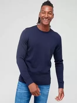 Image of Calvin Klein Merino Crew Neck Sweater - Navy, Size S, Men