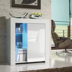 Image of Sideboard tv Unit Modern Cabinet Cupboard tv Stand Living Room High Gloss Doors - White - White