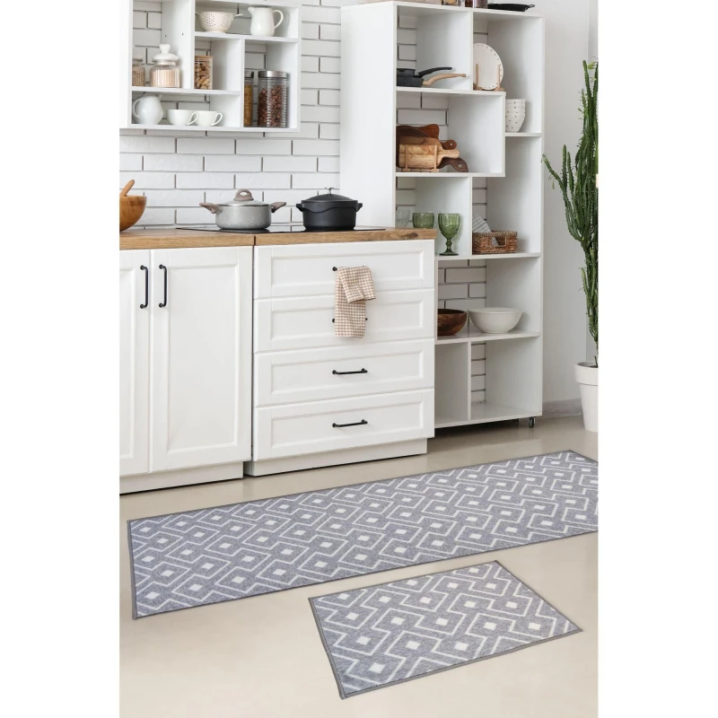 Image of Homemaker Alma Runner and Mat Set Grey unisex 57x180cm