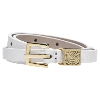 Image of Biba Leather Skinny Belt - White Croc
