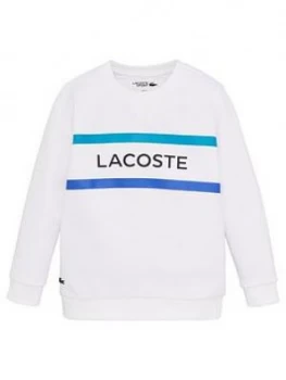 Image of Lacoste Sports Boys Logo Crew Sweatshirt - White