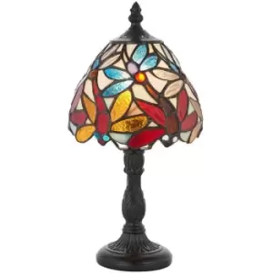 Image of Mini Tiffany Glass Table Lamp - Dark Bronze Effect - Requires 40W E14 Golf Bulb