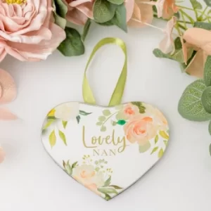 Image of Peaches & Cream Mirror Heart Plaque Lovely Nan