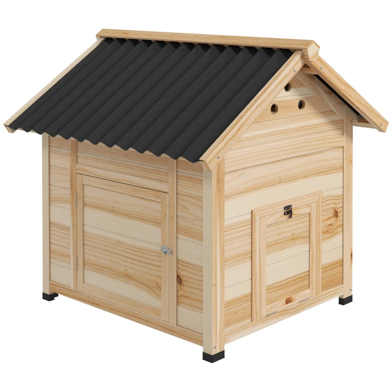 Image of PawHut Wooden Duck House - Poultry Coop with Double Doors - Openable Roof TJ Hughes Natural 5061025095346