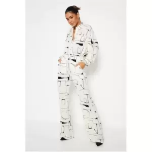 Image of I Saw It First Mono Printed Wide Leg Trousers Co Ord - Black