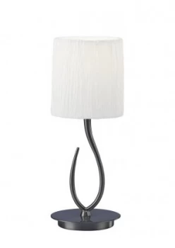 Image of Table Lamp 1 Light E27, Satin Nickel Small with White Shade