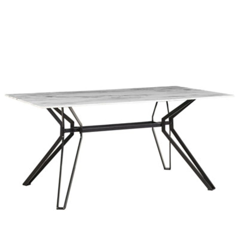 Image of Beliani Dining Table Ballina White Marble 160 Cm 90 Cm Tempered Glass