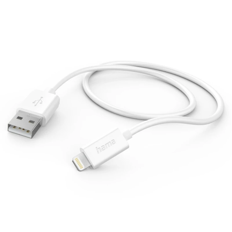Image of Hama Hama USB charging cable USB 2.0 Apple Lightning plug, USB-A plug 1m White 00201579 00201579