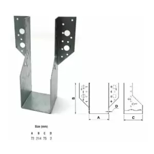 Image of Jiffy Timber Joist Hangers Decking Lofts Roofing Zinc Packs - Size 72x214x75x2mm - Pack of 5