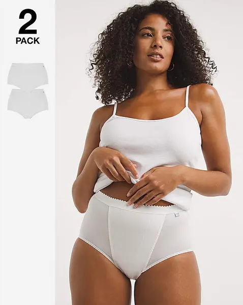 Image of Sloggi Sloggi 2Pk Control Maxi Brief Blk or Wht White Female 20 KE51205