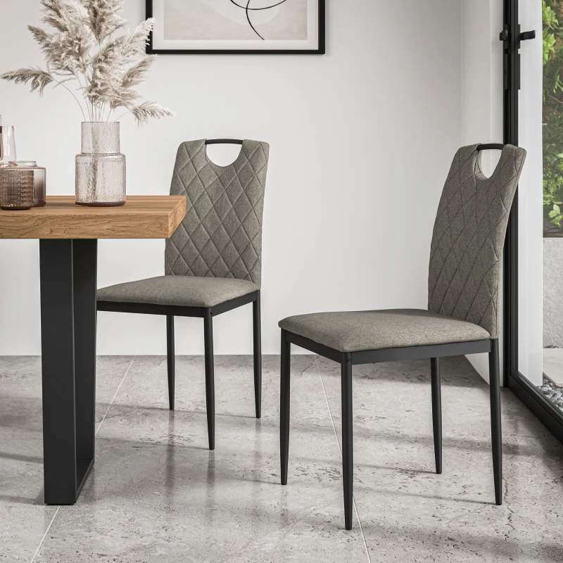 Image of More4Homes Set Of 2 Monza Fabric Dining Chair Modern Padded Seat Metal Legs Kitchen (Grey)